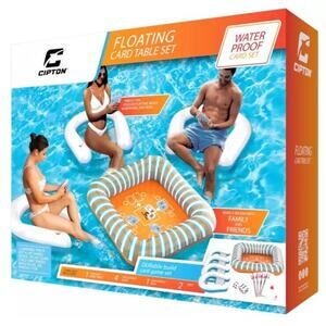 New Cipton Floating Inflatable Card‎ Table Set with Seats 41X41X4"